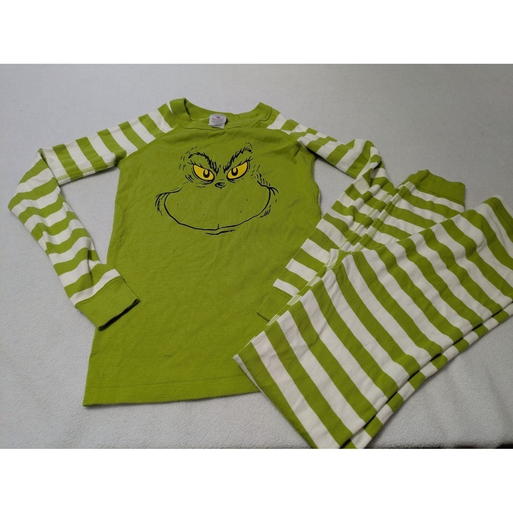 Hanna Andersson Dr. Seuss Grinch Long Sleeve Christmas Holiday Pajama Set Sz 12